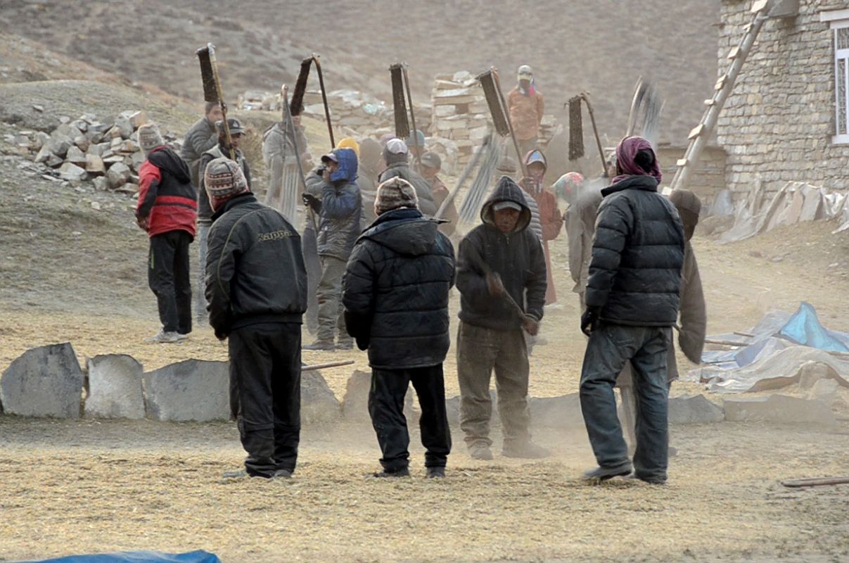 12 Thrashing Grain In Nar Village 